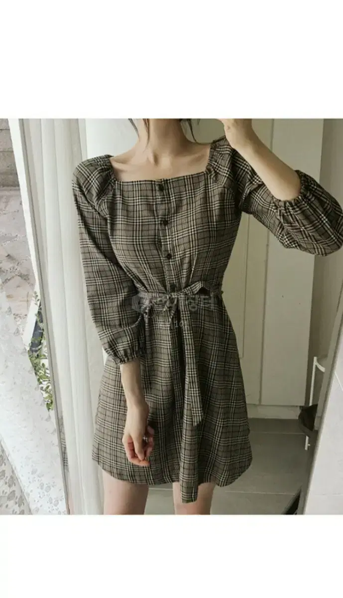 PromDayOne Check Off Shoulder ONEPIECE Vintage Check ONEPIECE Abby Milk Cocoa