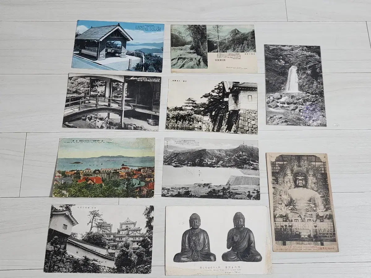 A bulk of 10 postcards used by Japan during the Japanese colonial period.