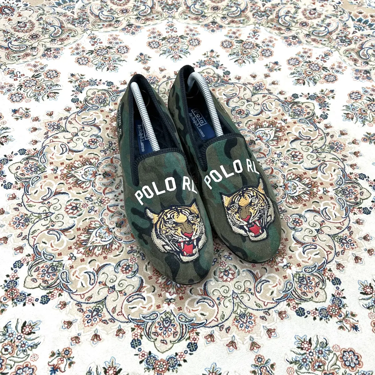 [A+ grade, 8.5D] Polo Ralph Lauren Polo Tiger and Fanpatch Camo Suede Loafers