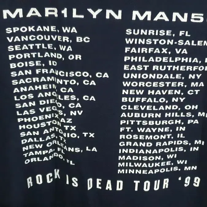 새상품)락티셔츠 Marilyn Manson 1999 tour date L