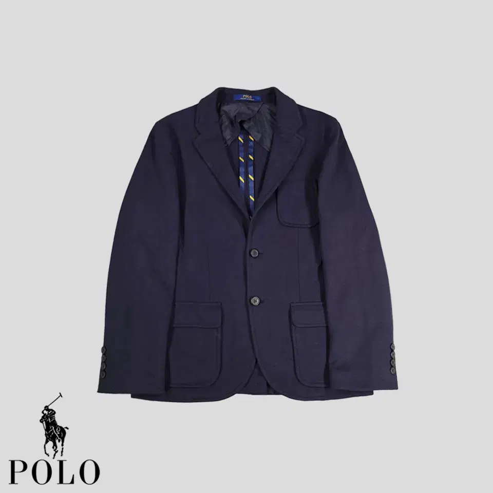 POLO RALPH LAUREN Navy Single-Button Cotton Blend Preppy Look Old Money Blazer WO