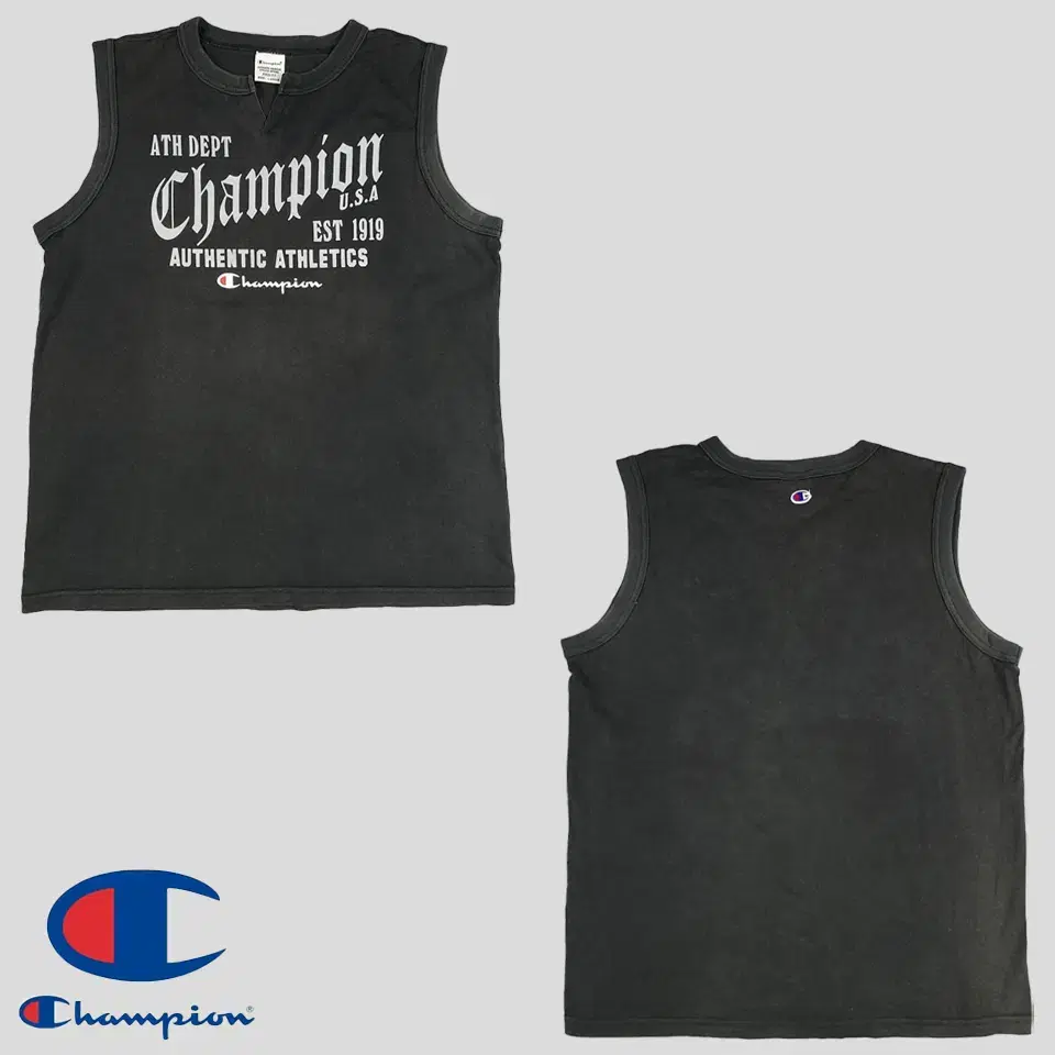 Champion Pigment Charcoal White Printed Cotton100 Street Sleeveless Min