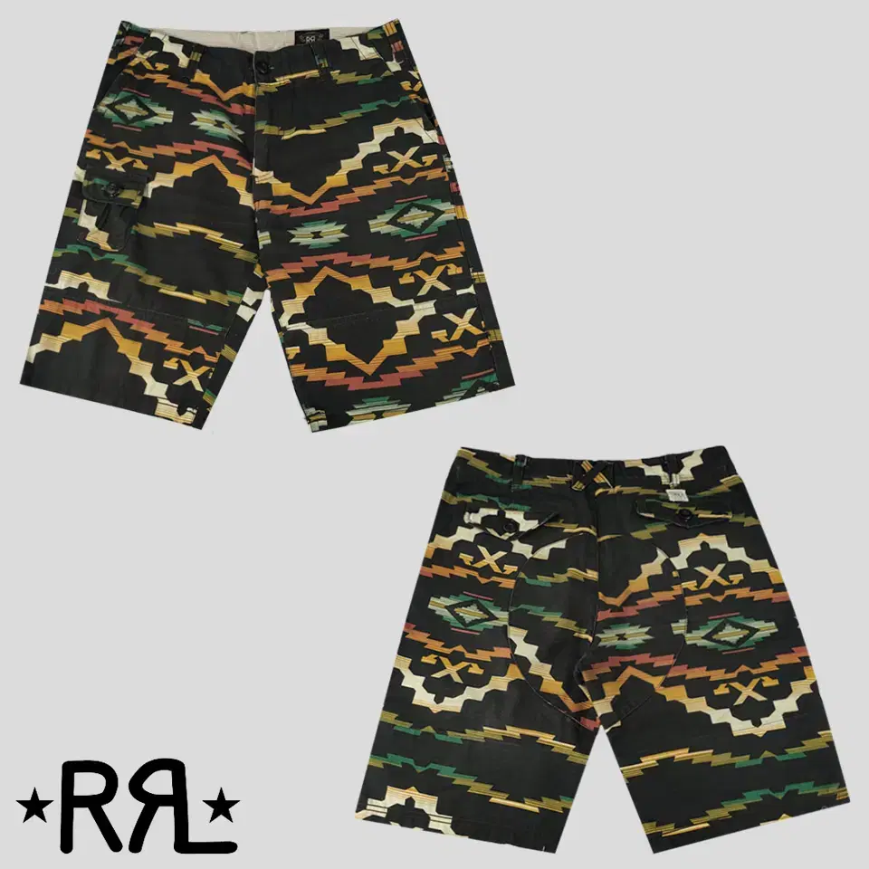 Polo Ralph Lauren RRL Double L L Pigmented Black Multicolor Navajo Cotton Vahn