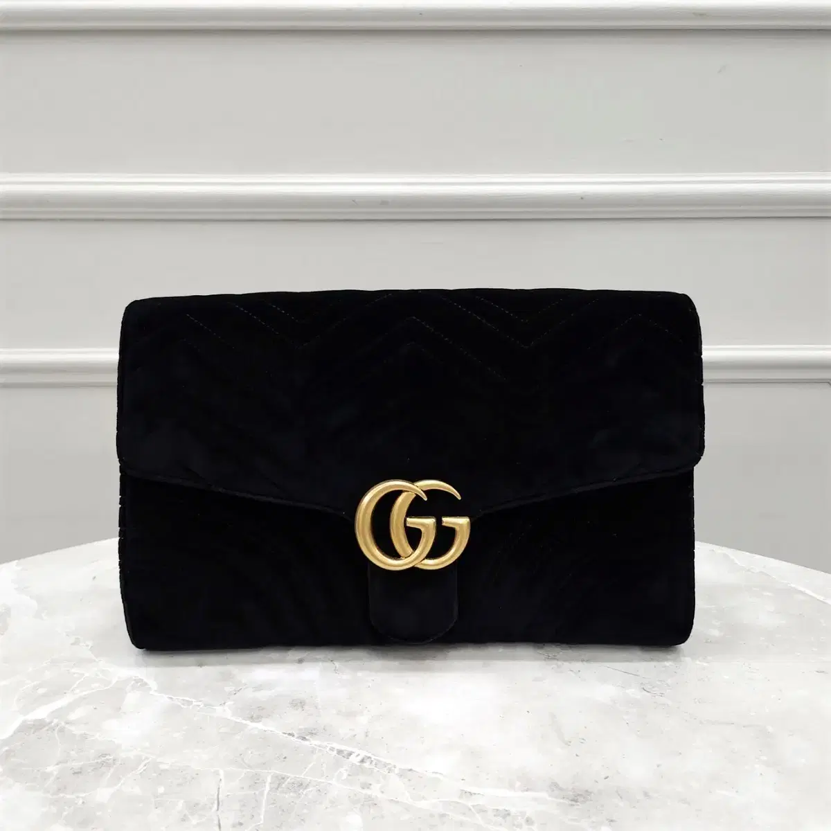 Gucci GG Marmont Velvet Matelassé Clutch