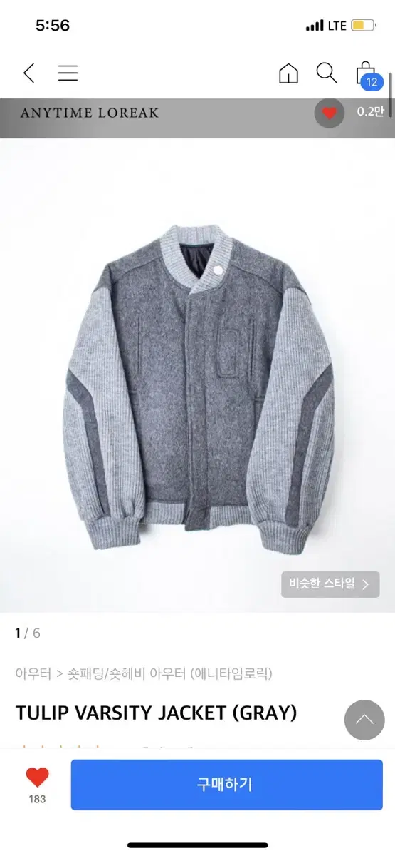 Anitimorphic Tulip Varsity Jacket Gray