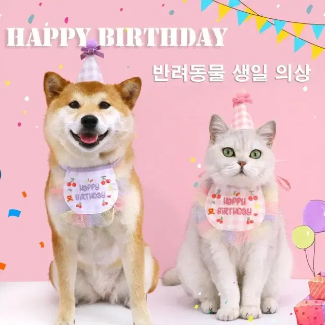 (새상품) 반려동물 생일파티 용품 스카프 +모자 세트