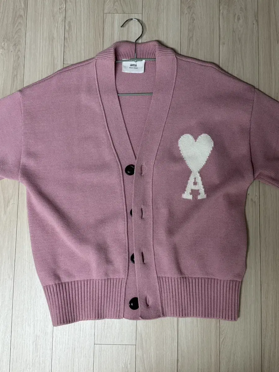 AMI AMI Big Logo Cardigan Pink