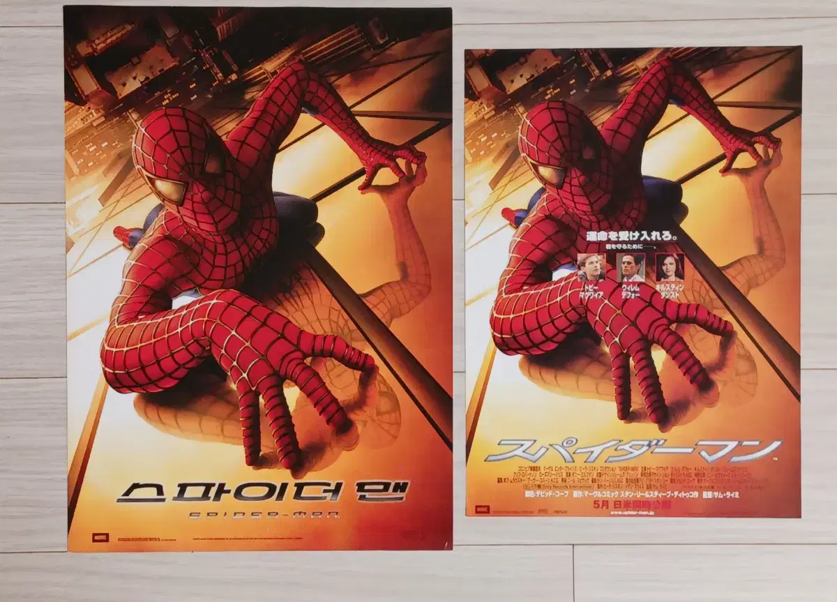 Spider-Man 1 (unsealed in 2002) Tobey Maguire flyer + 1 page from the Japanese version