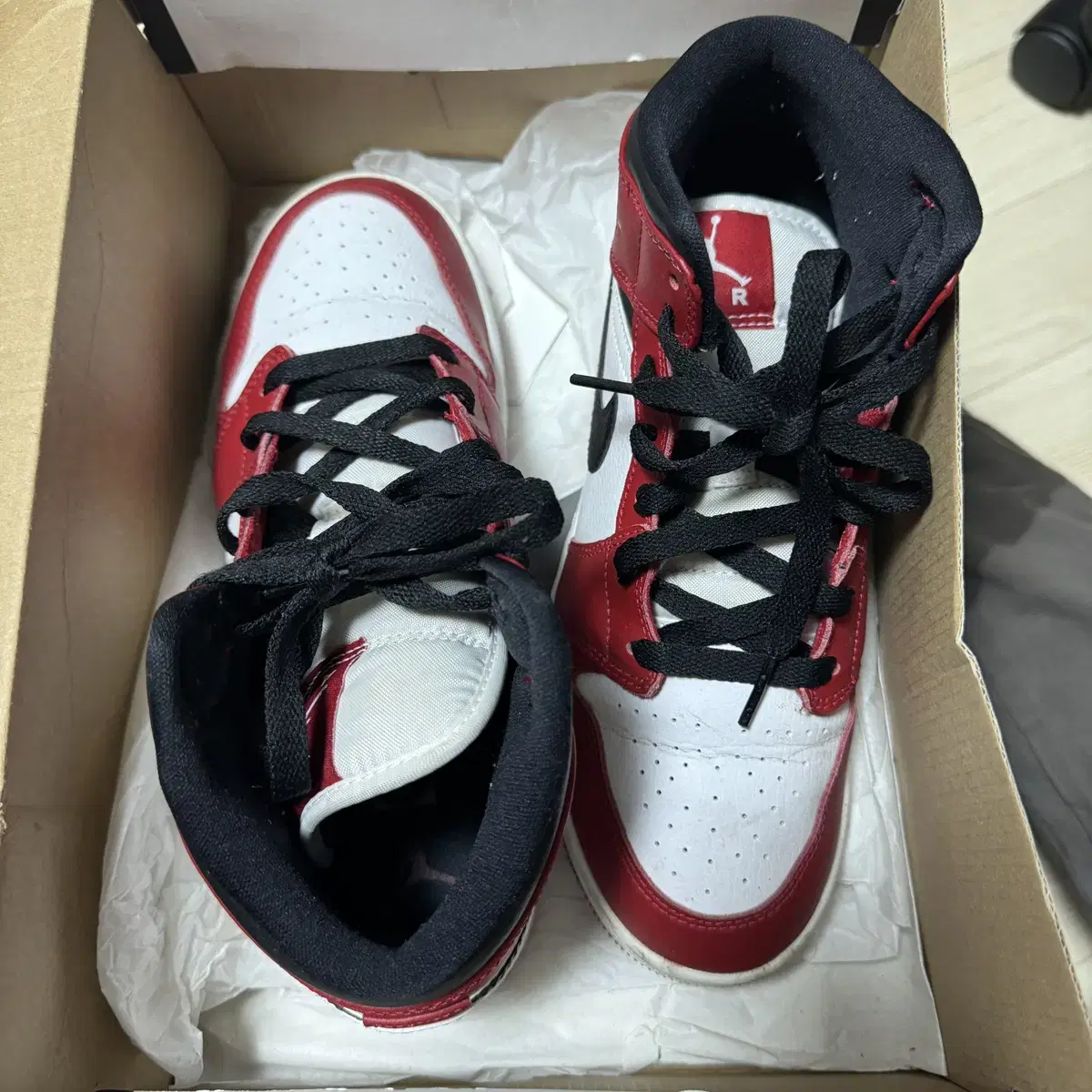 (GS) Jordan 1 Mid White Gym Red Black