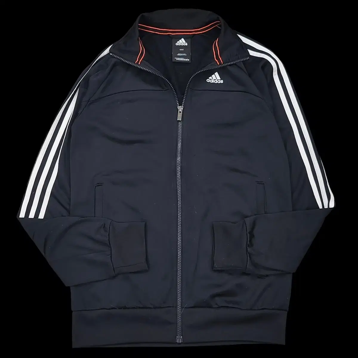 [S] Adidas Black and White Basic Three Stripe Track Top Jersey