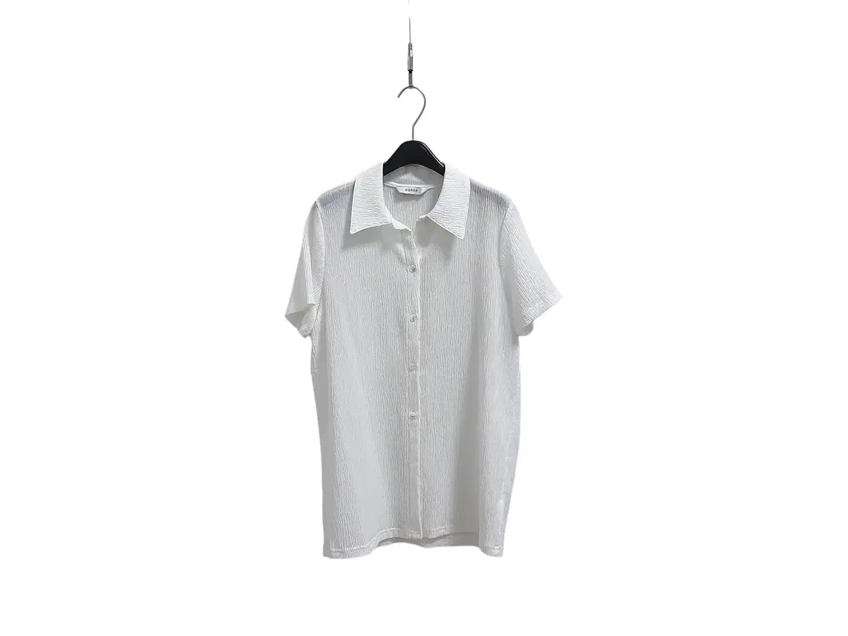 Corka White Wrinkle Vahn Short Sleeve Blouse