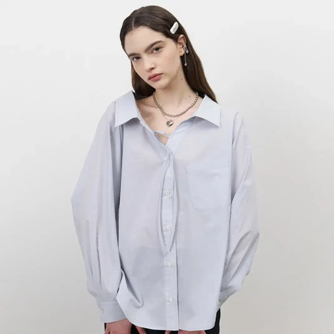 마론에디션 셔츠 blue string oversized shirt