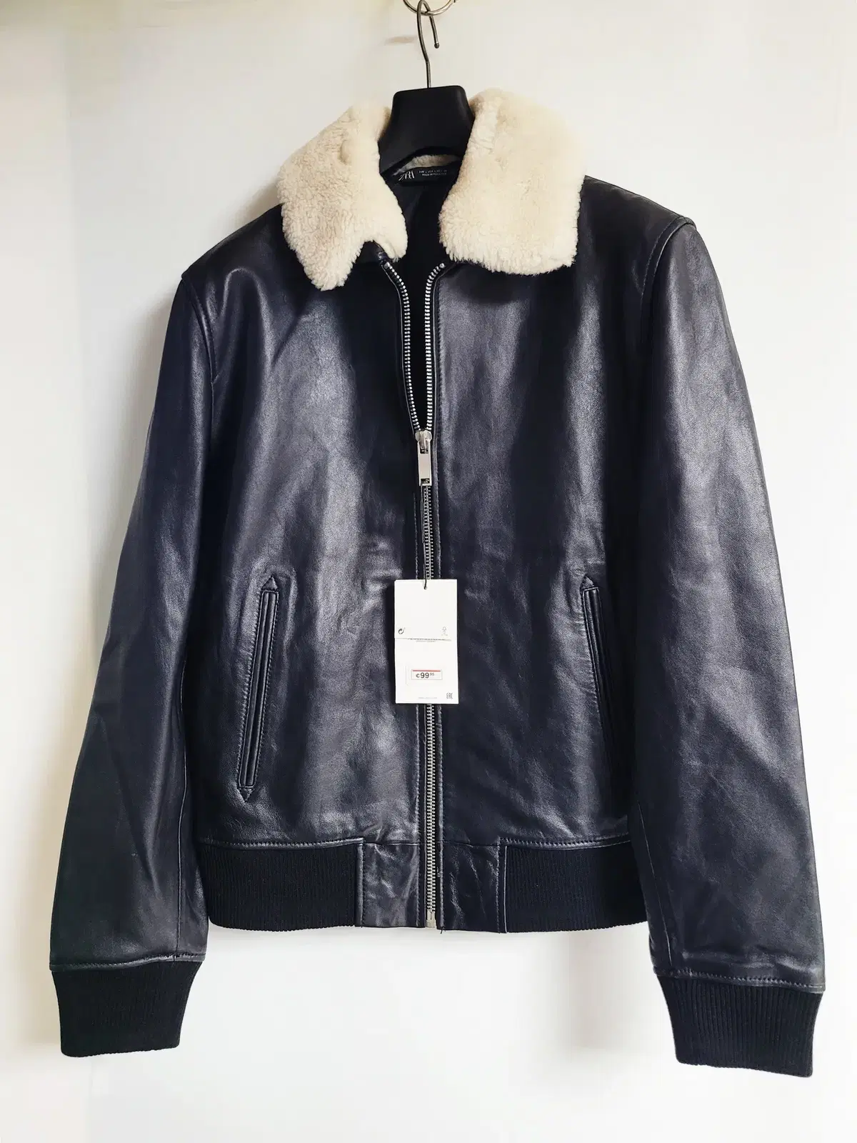 Zara sheepskinBloo a2LeatherJacket unusedL CaraTalent attachable MYR