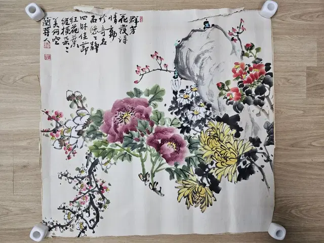 오래된동양화 군방도 낙질그림 66x66cm