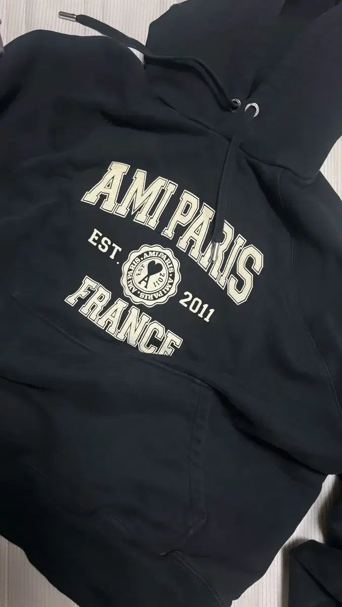 Ami Paris France Hooded Sweatshirt Black