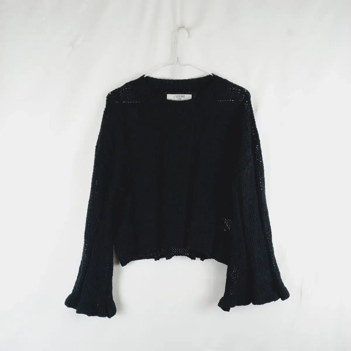 lecove acrylic Mesh Cropped Knit Tee 90