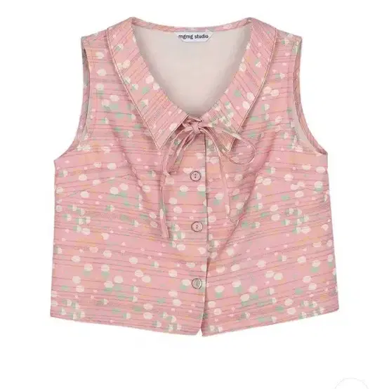 mgmg 빈티지 레트로 ribbon vest blouse pink