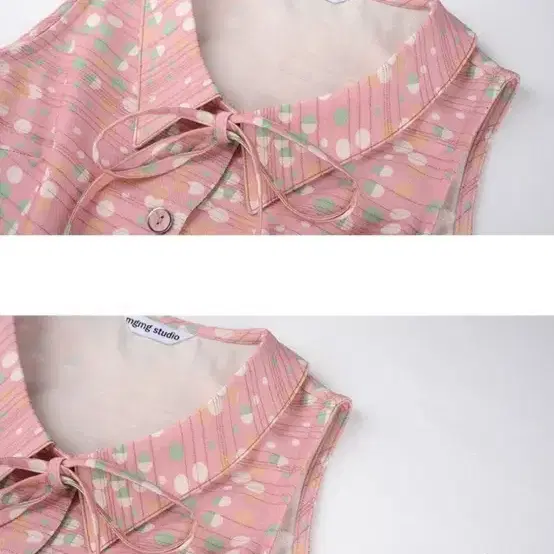 mgmg 빈티지 레트로 ribbon vest blouse pink