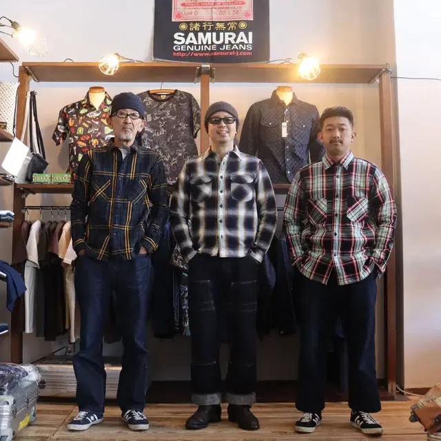 SAMURAI JEANS 사무라이진 헤비코튼 플라넬 셀비지워크셔츠L100