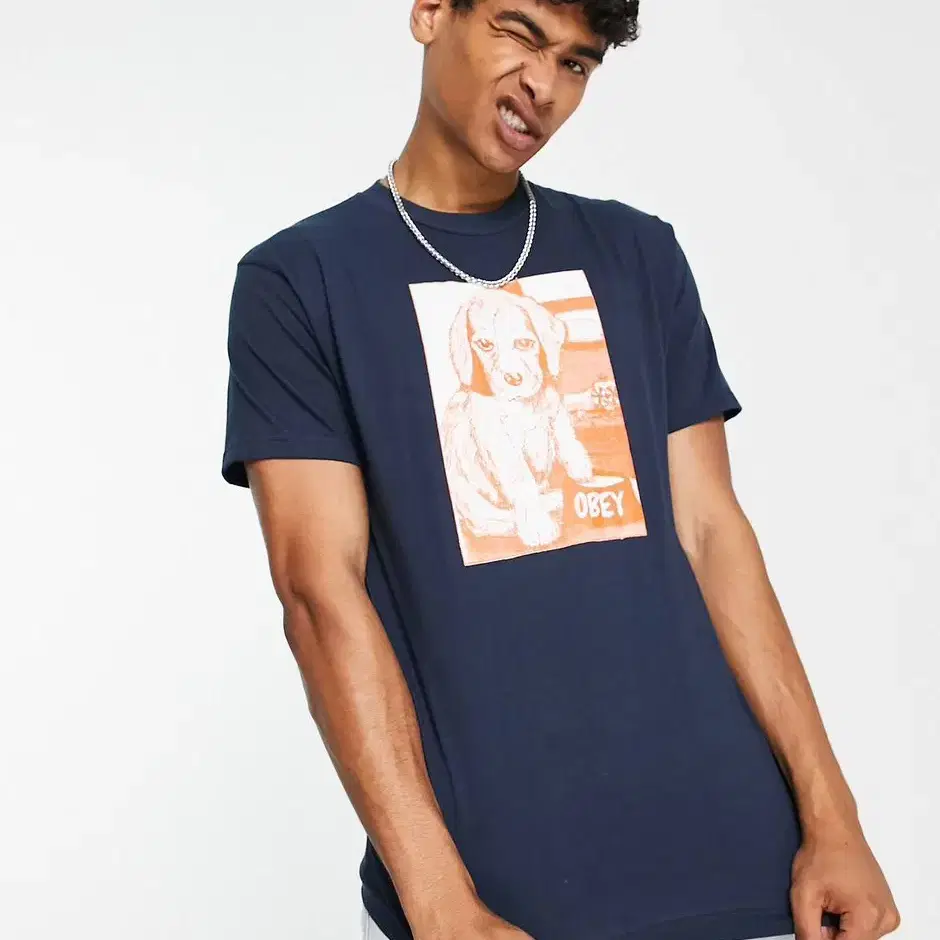 Obey paws t-shirt in navy xl