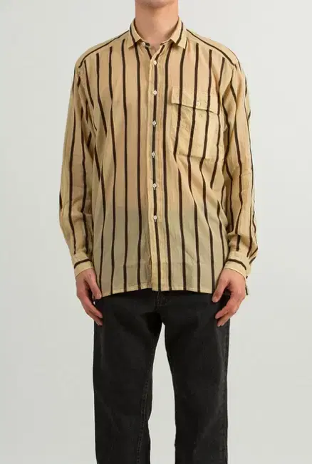 캡틴선샤인 SAFARI SHIRT BEIGE STRIPE 40