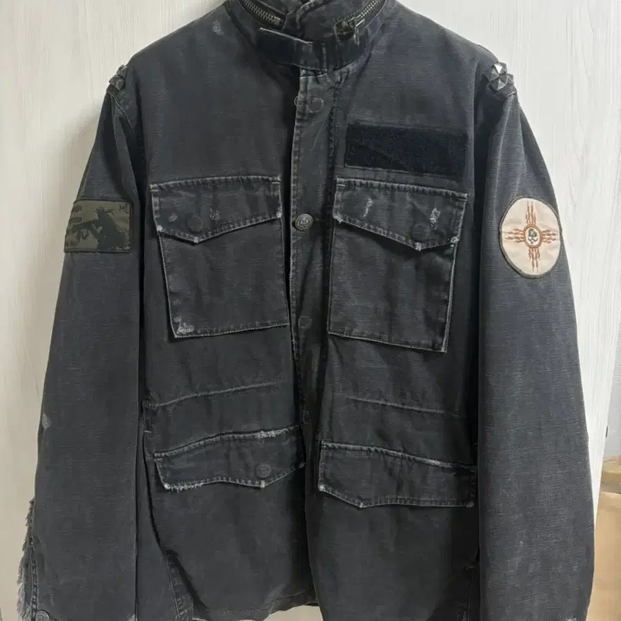 Military jacket 밀러터리 투웨이 흑청 데님 자켓