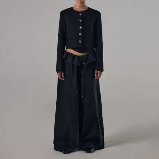 트리밍버드 Folded Waist Band Pants [ Black ]