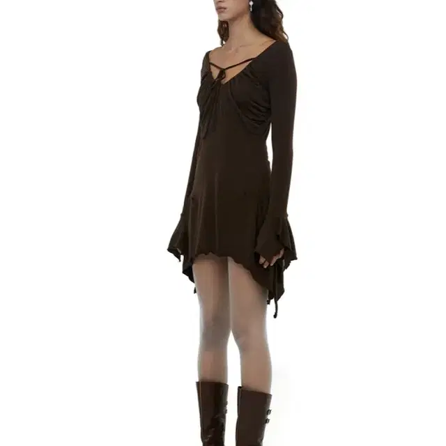 가격내림)SHIRRING SHEER MINI DRESS