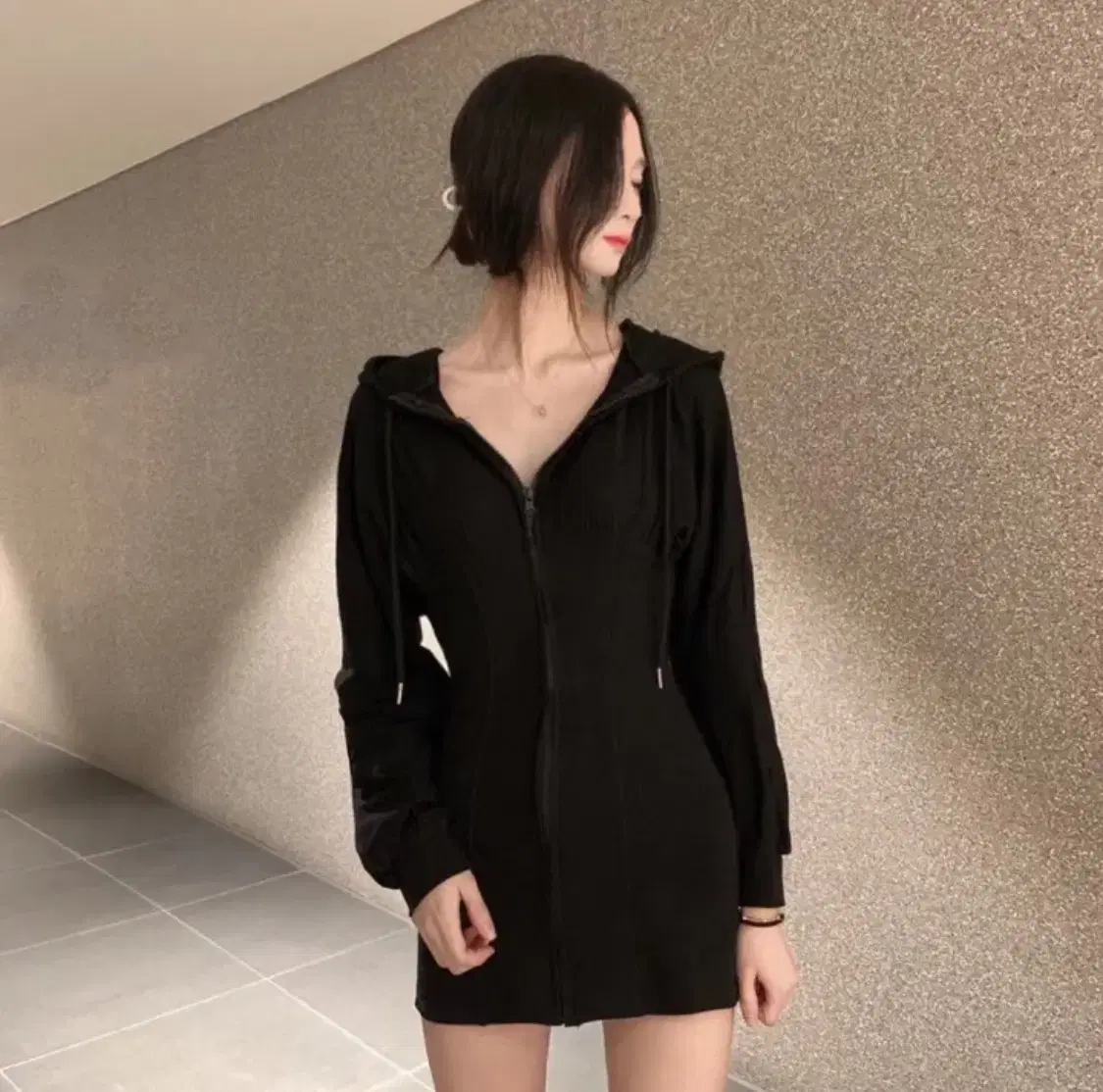 Sexy Cuanquan Hooded Mini ONEPIECE Black