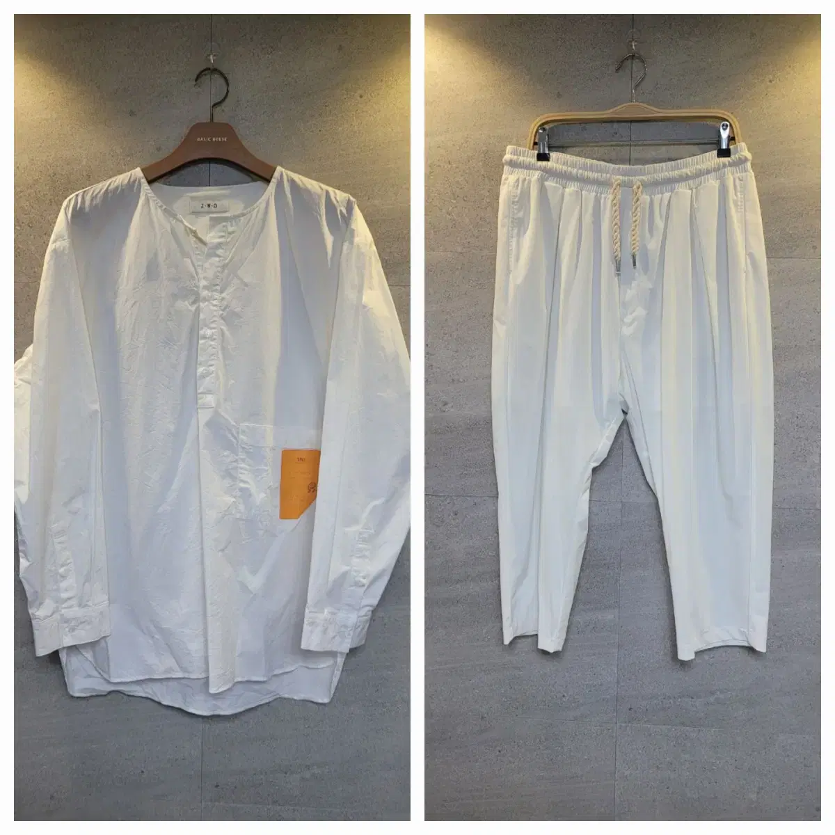 White rope string pants! Over-the-round setup!