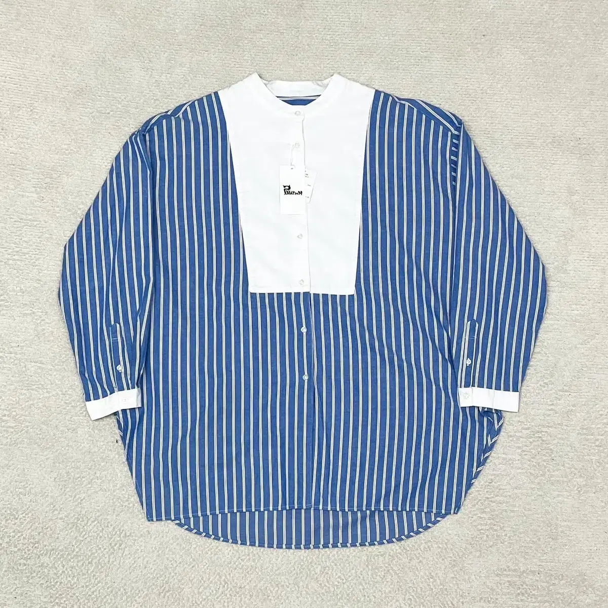 Japan Vintage bloo Striped China Shirt