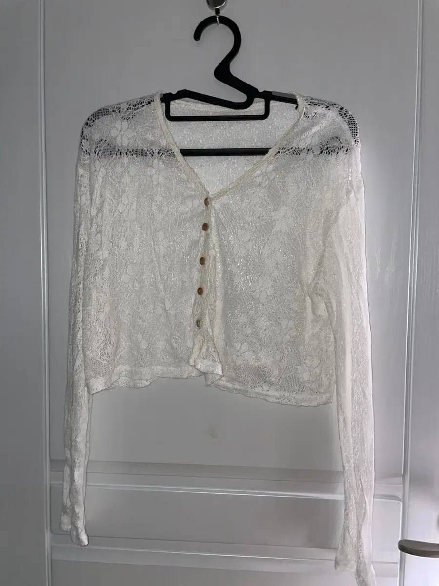 Mori Girl Vintage Lace Cardigan Woodbutton