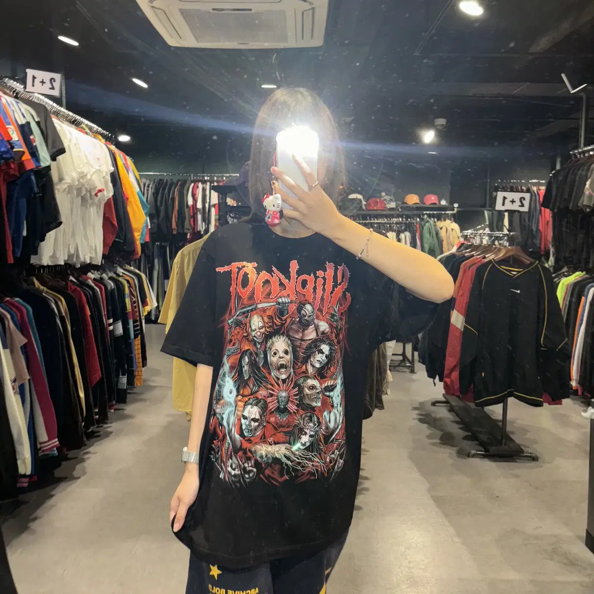 SLIPKNOT 슬립낫 락밴드 앞뒤면 프린팅 디테일 반팔 락티(L/XL)