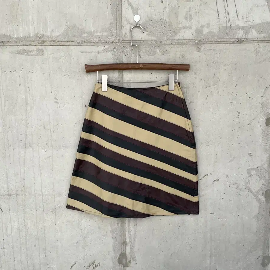 stripe leather skirt