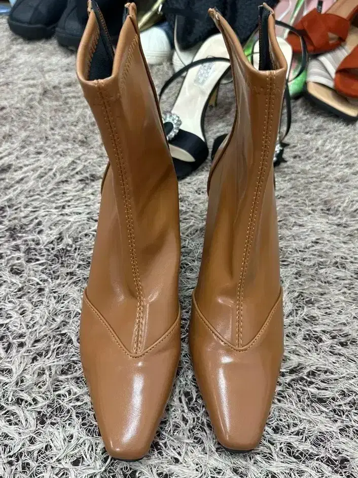 Camel-colored boots, size 37, 240, used, x, new, product, angle, imported, product