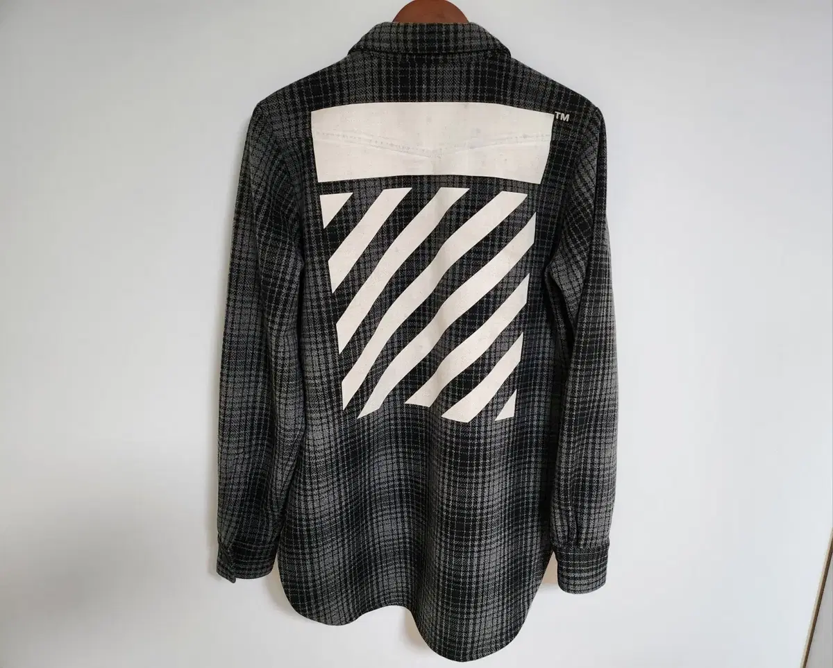 [S] Off-White Gray Flannel Arrow Shirt Jacket O4018