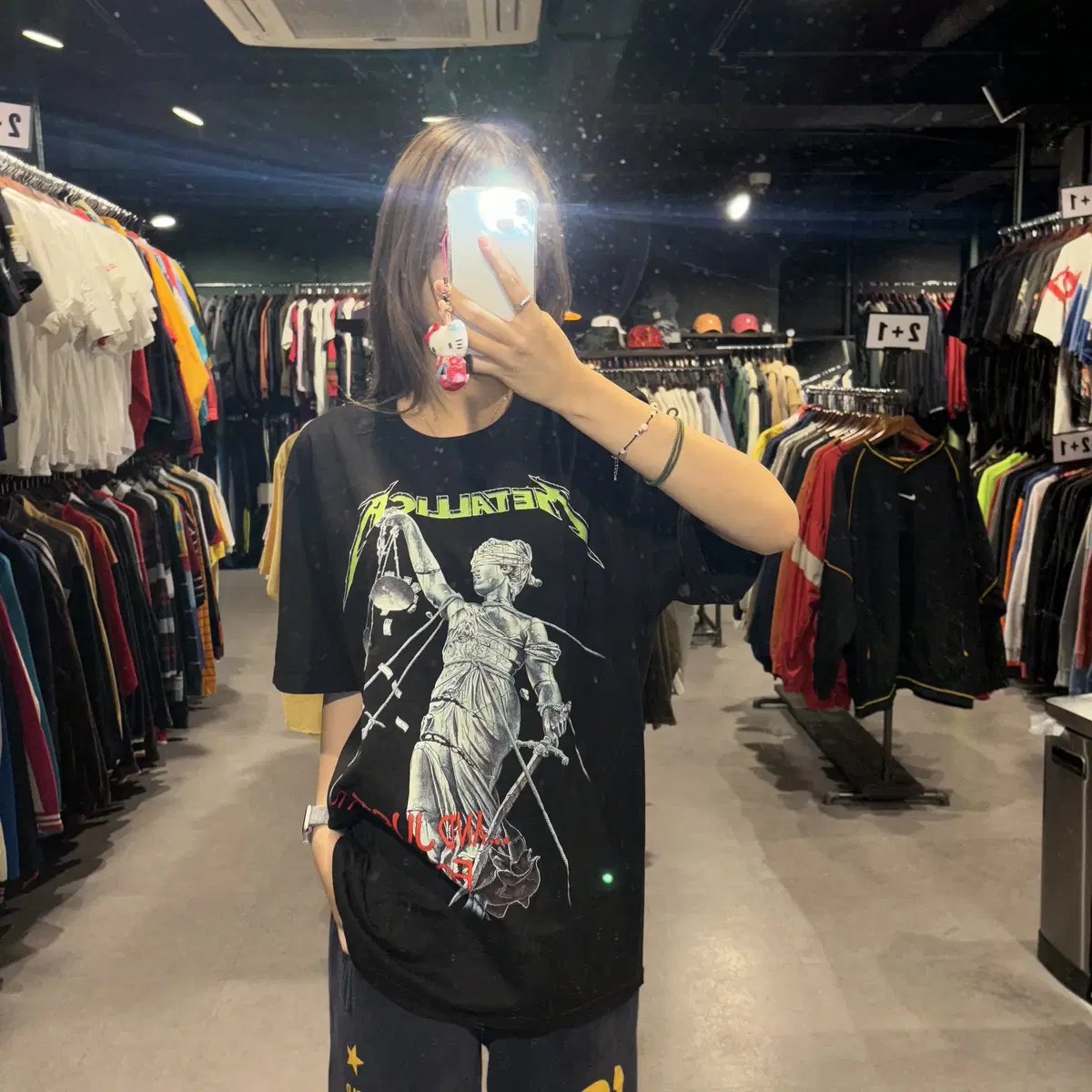 METALLICA 메탈리카 여신상 앞뒤 프린팅 디테일 반팔락티(L/XL)