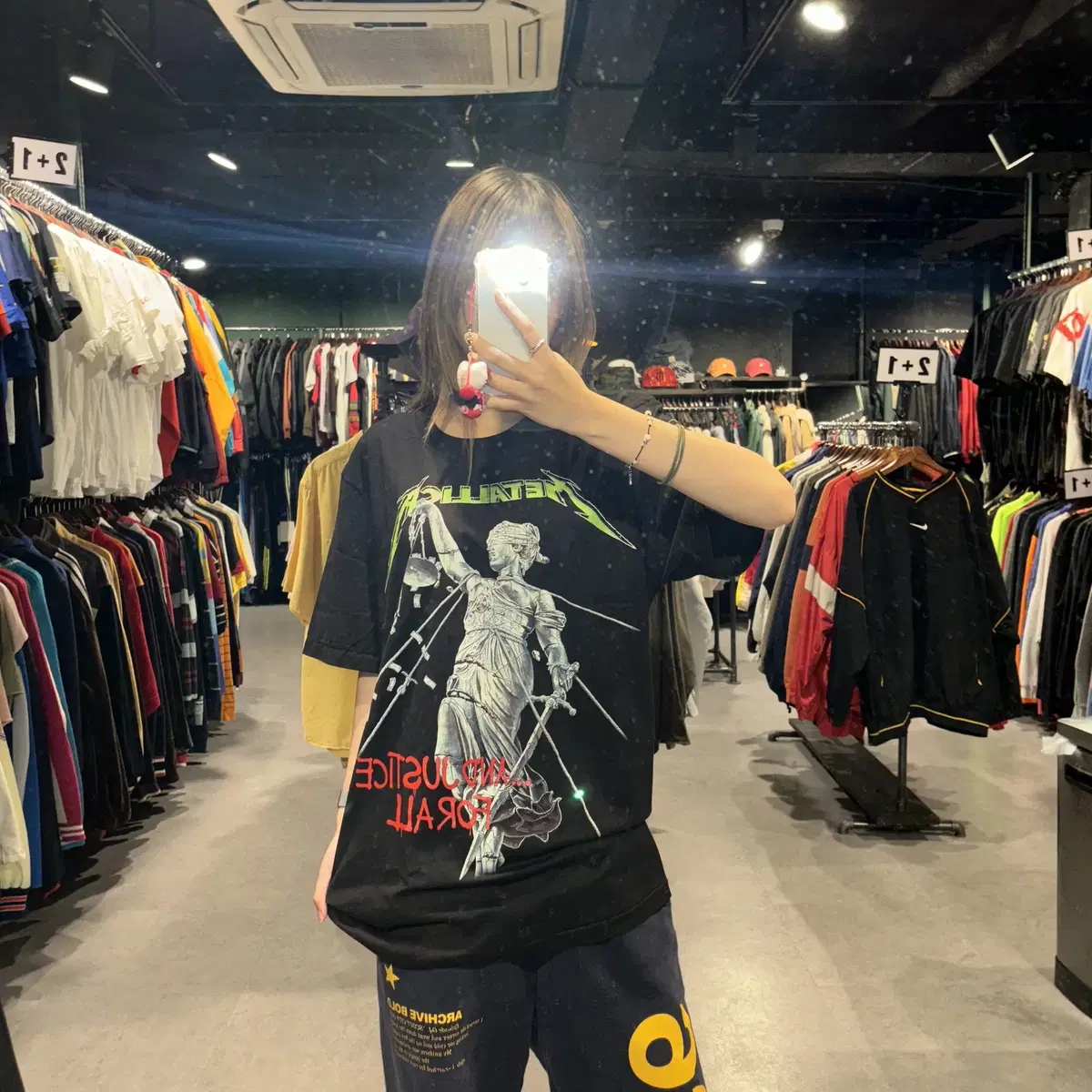 METALLICA 메탈리카 여신상 앞뒤 프린팅 디테일 반팔락티(L/XL)