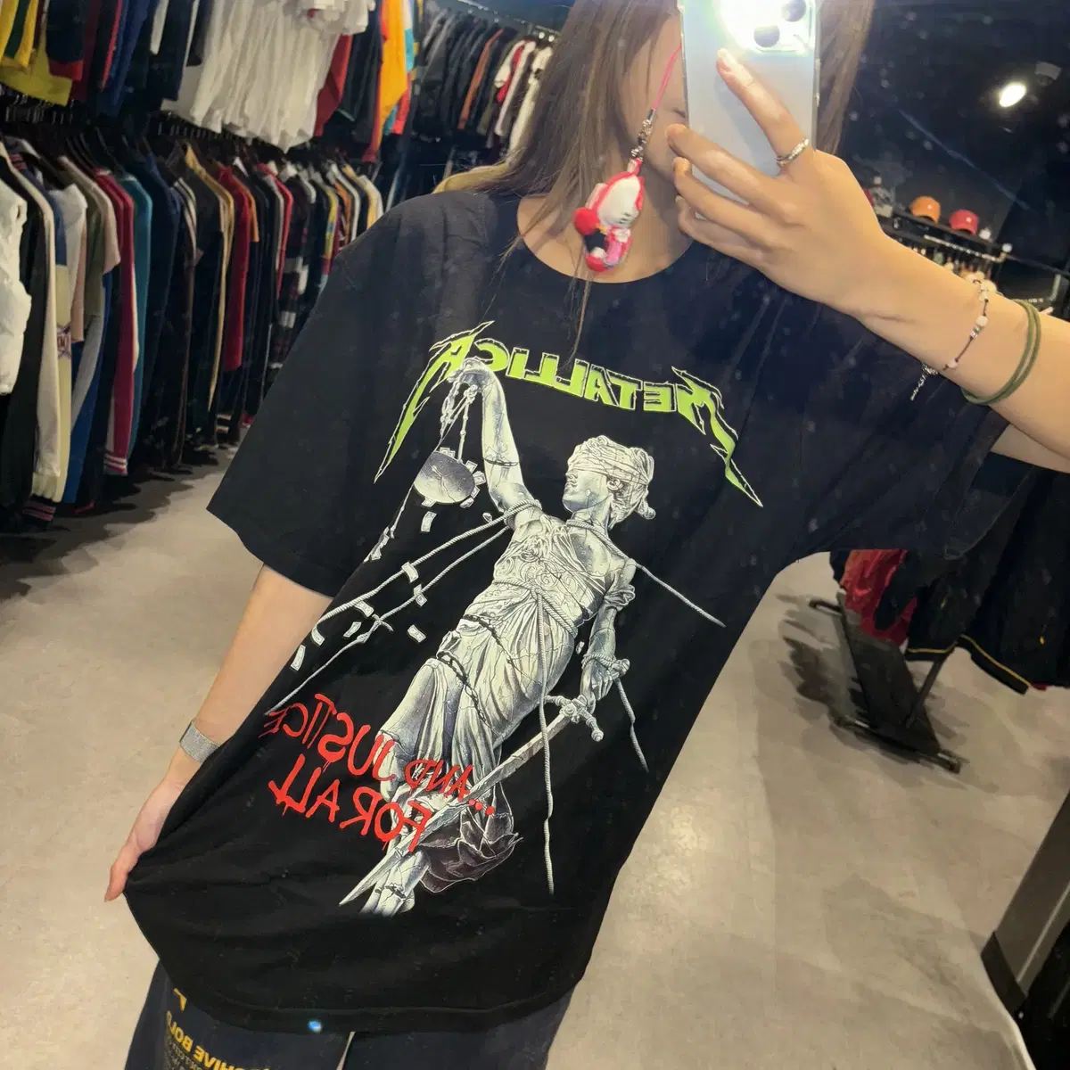 METALLICA 메탈리카 여신상 앞뒤 프린팅 디테일 반팔락티(L/XL)