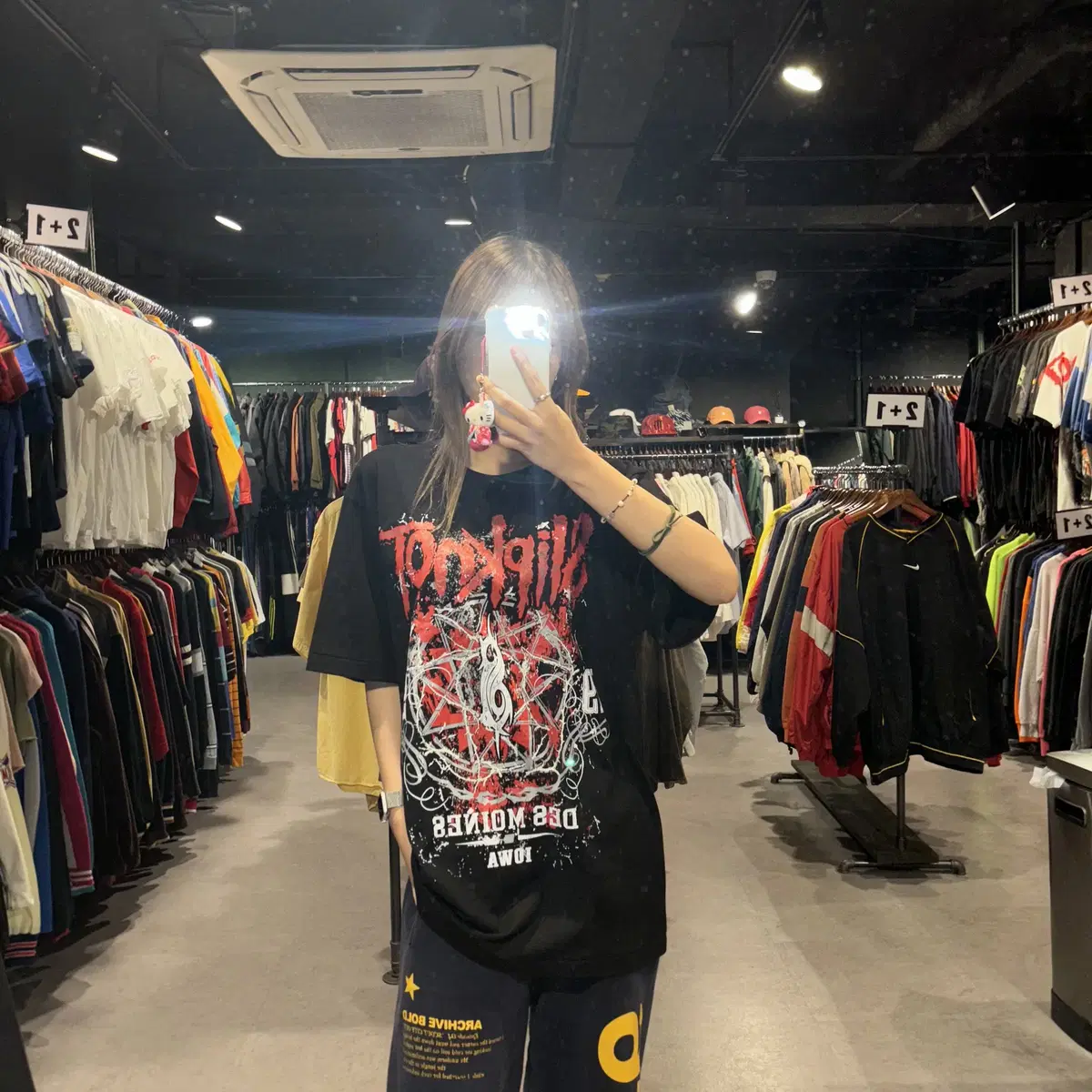 SLIPKNOT 슬립낫 심볼로고 앞뒤 프린트 디테일 락티 반팔(L/XL)