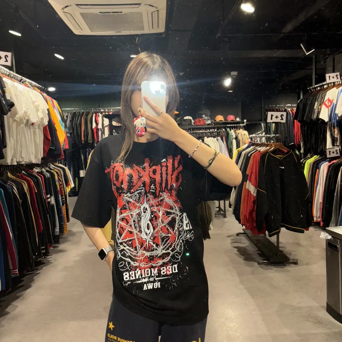 SLIPKNOT 슬립낫 심볼로고 앞뒤 프린트 디테일 락티 반팔(L/XL)