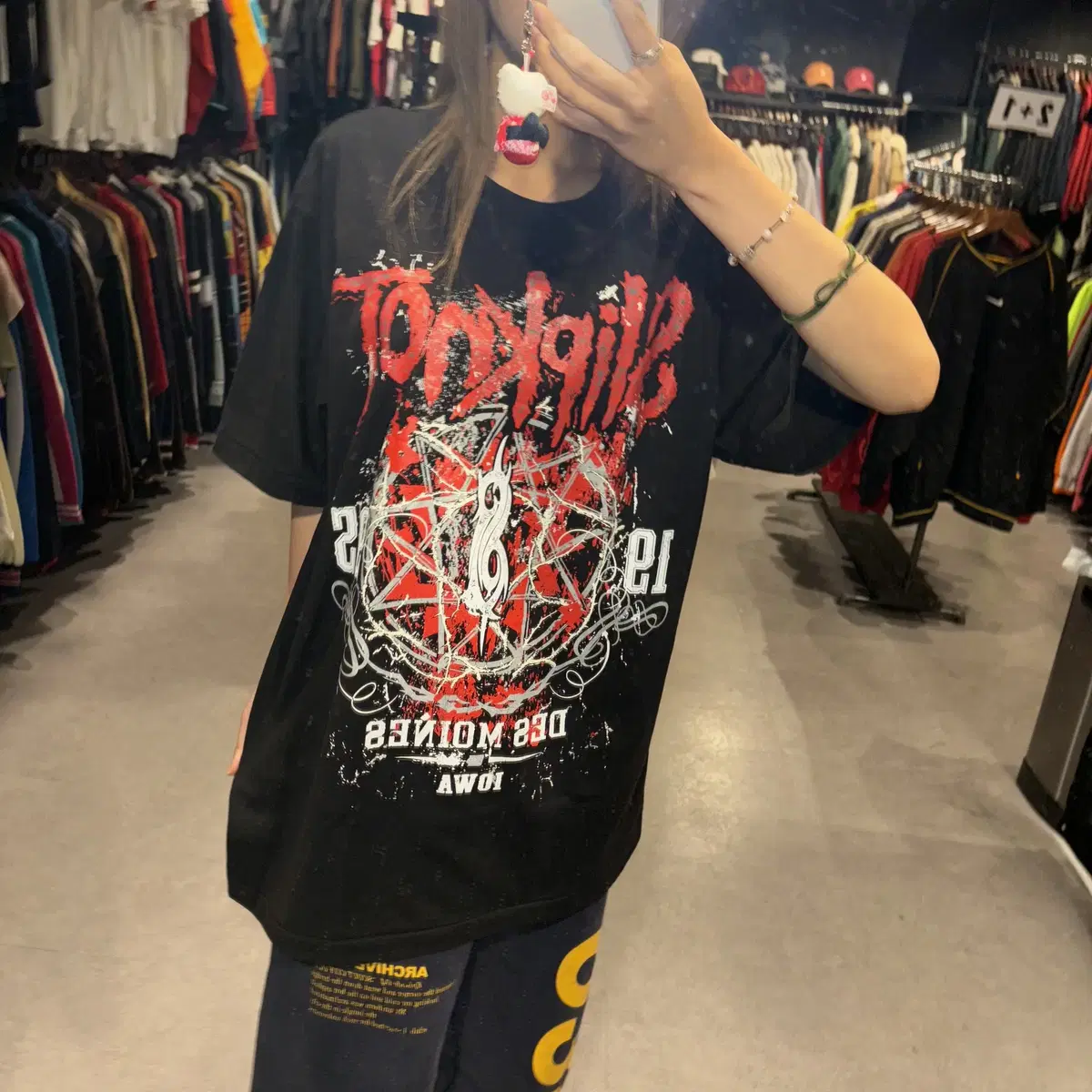 SLIPKNOT 슬립낫 심볼로고 앞뒤 프린트 디테일 락티 반팔(L/XL)