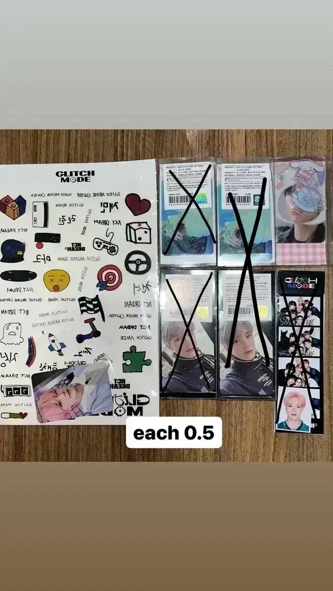 Unsealed jeno glitchmodepop up sticker nekutxsa san rio stand ice ring