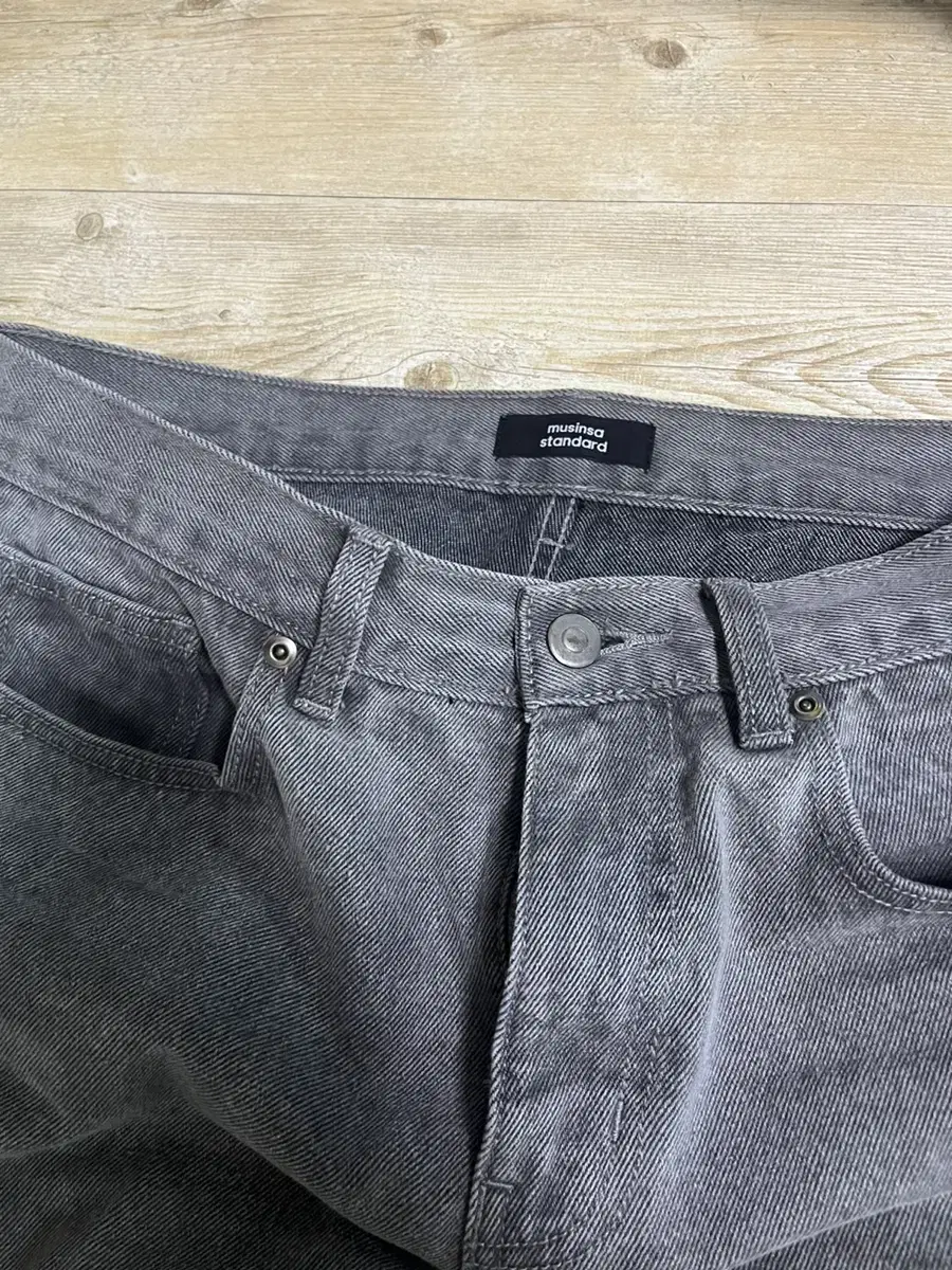 Mushinsa Standard Straight Fit Denim Pants Gray Black Blue 33