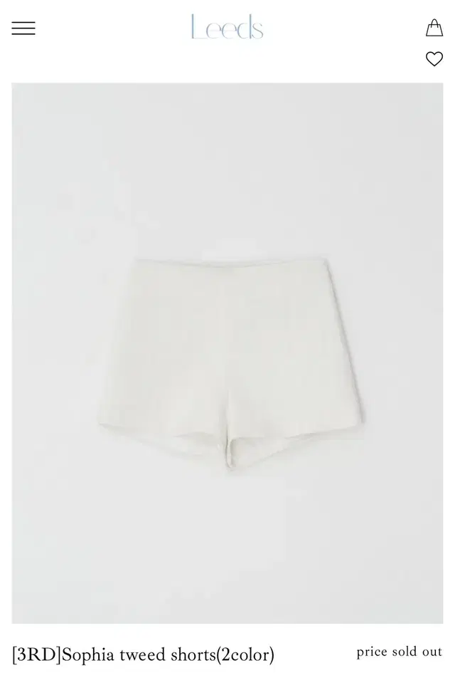 leeds 리즈 더위시 sohia tweed shorts 아이보리 m