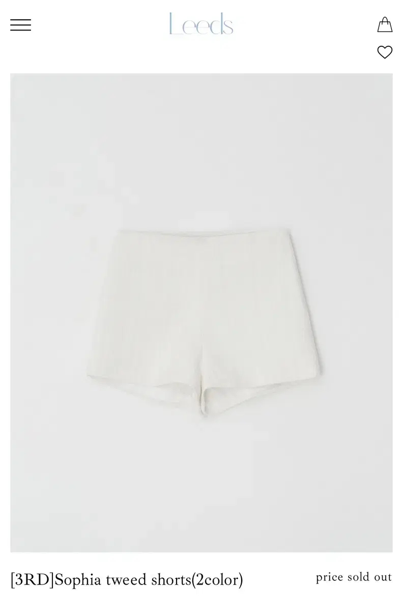 leeds 리즈 더위시 sohia tweed shorts 아이보리 m