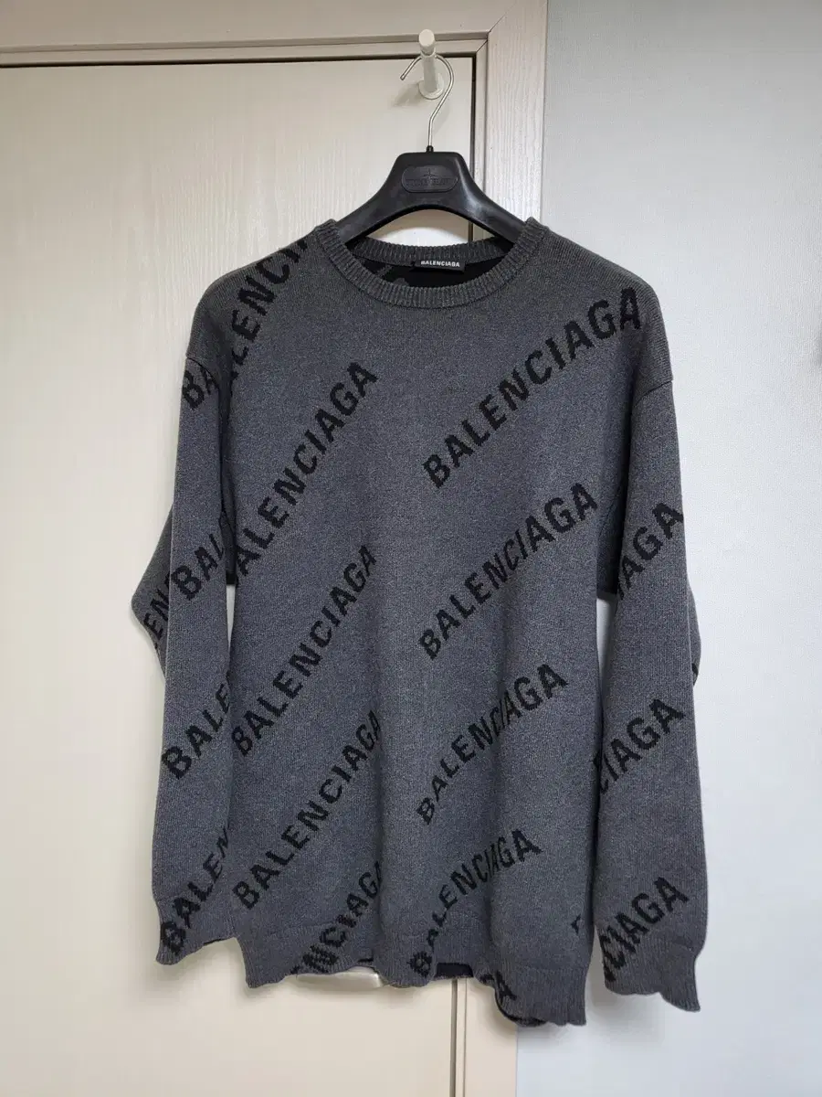 [XS]Balenciaga Knitted multilogo overcoat