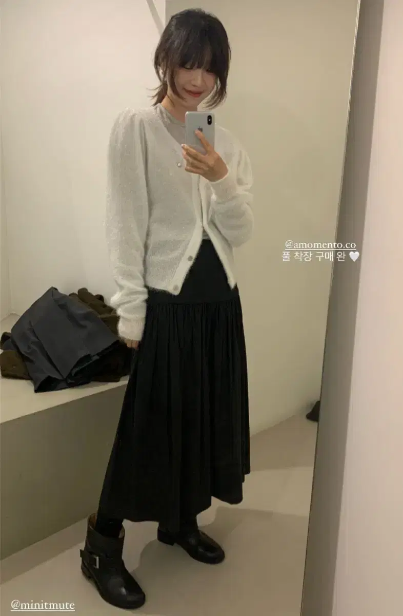 아모멘토 SHIRRING FLARE PANTS 팬츠 블랙 0 사이즈