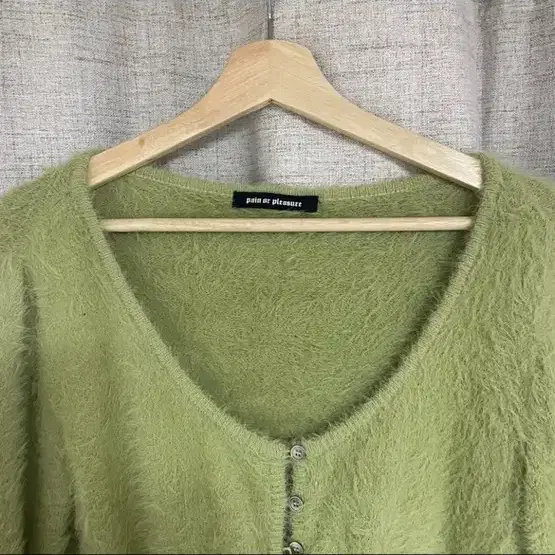 페인오어플레져 Rabita fur cardigan light green