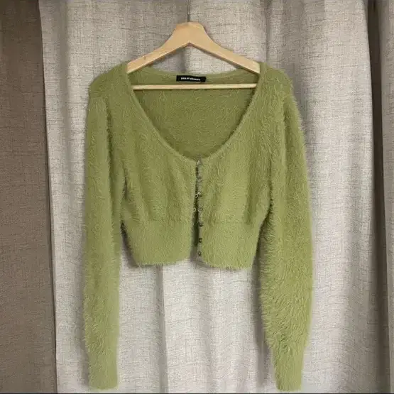 페인오어플레져 Rabita fur cardigan light green